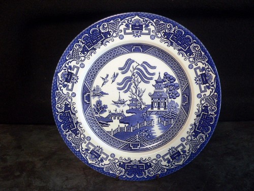 Piatto vintage blu - e, bianco