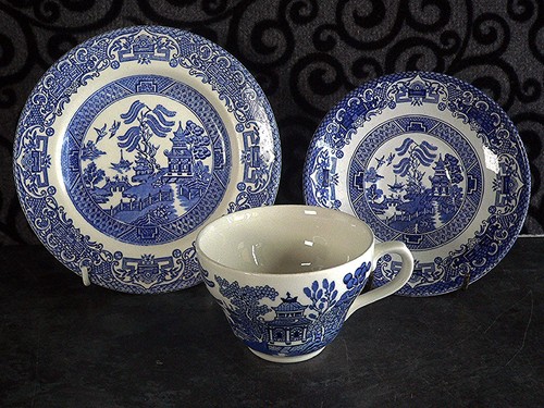 Piattino tazza trio salice - , blu