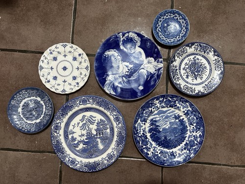 Lot vintage blue white - of,